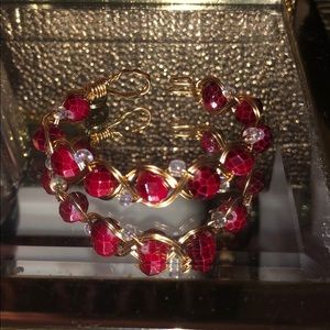 Toddler ruby red colored stone wire bracelet